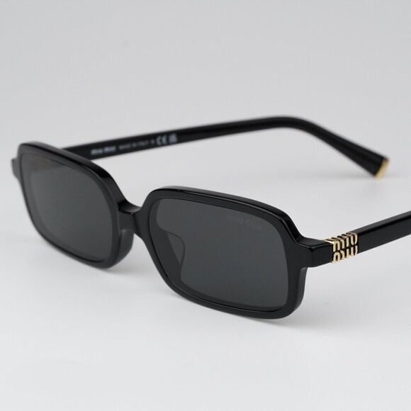 NEW Miu Miu MU11ZSF 16K5S0 Black Dark Grey Rectangle Unisex Sunglasses MU 11ZSF main image 12